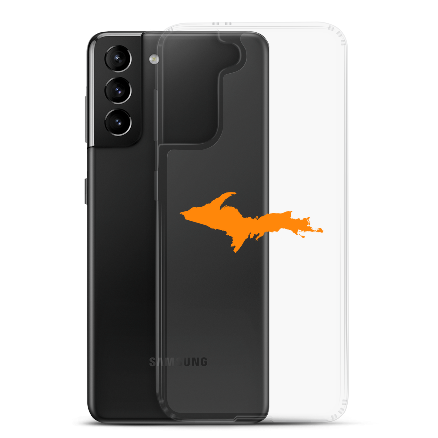 Michigan Upper Peninsula Clear Phone Case (w/ Orange UP Outline) | Samsung Android