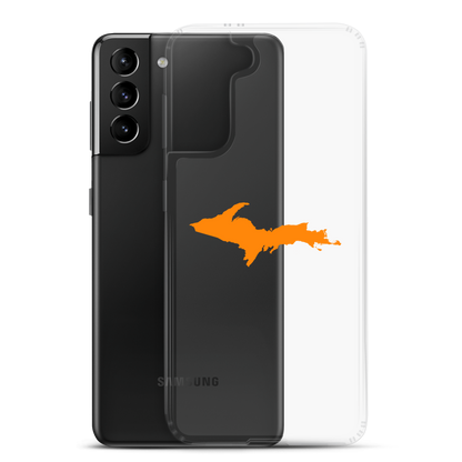 Michigan Upper Peninsula Clear Phone Case (w/ Orange UP Outline) | Samsung Android