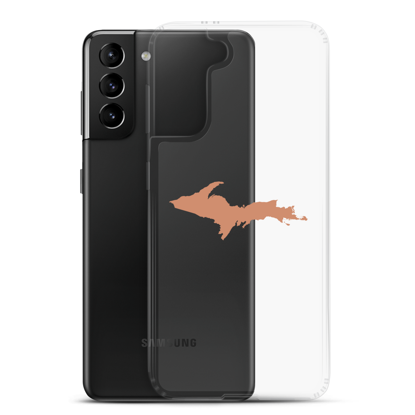 Michigan Upper Peninsula Clear Phone Case (w/ Copper Color UP Outline) | Samsung Android