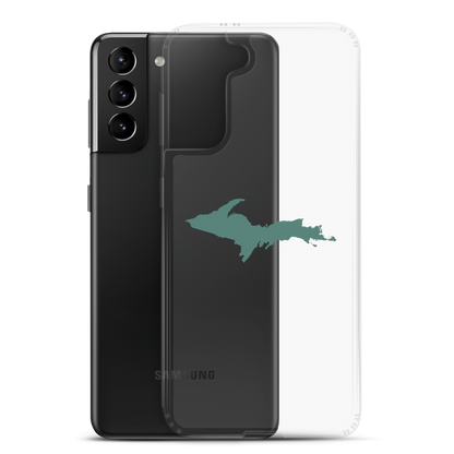 Michigan Upper Peninsula Clear Phone Case (w/ Copper Green UP Outline) | Samsung Android