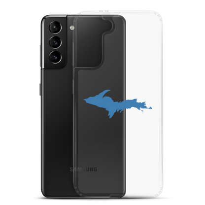 Michigan Upper Peninsula Clear Phone Case (w/ Lake Superior Blue UP Outline) | Samsung Android