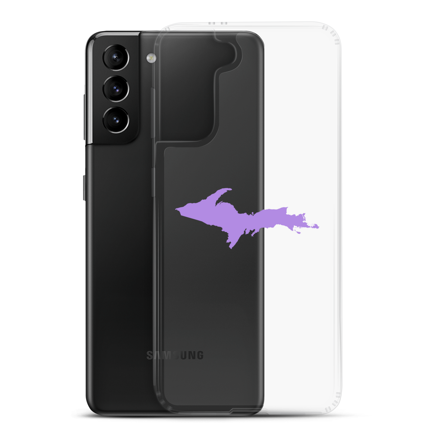 Michigan Upper Peninsula Clear Phone Case (w/ Lavender UP Outline) | Samsung Android