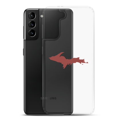 Michigan Upper Peninsula Clear Phone Case (w/ Ore Dock Red UP Outline) | Samsung Android