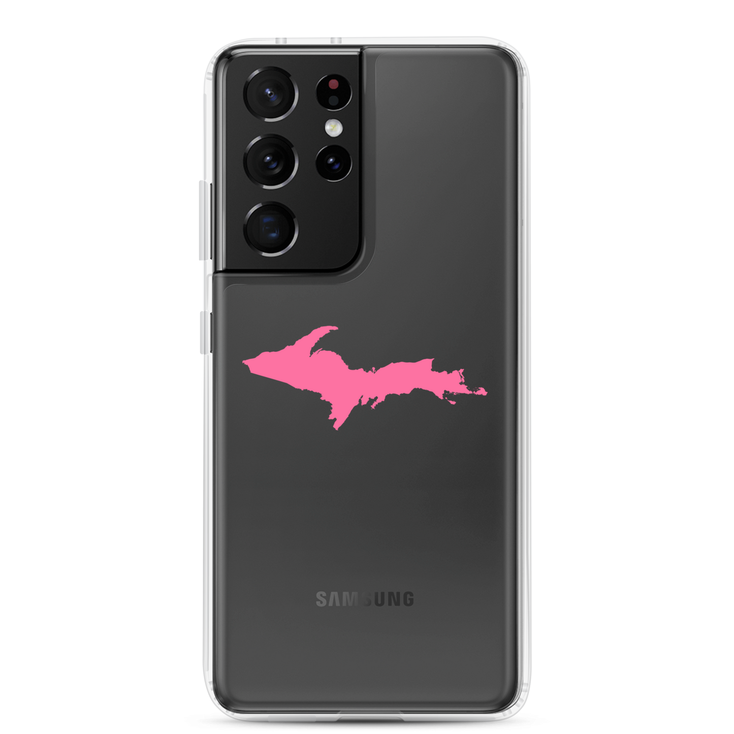 Michigan Upper Peninsula Clear Phone Case (w/ Pink UP Outline) | Samsung Android