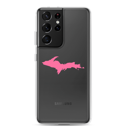 Michigan Upper Peninsula Clear Phone Case (w/ Pink UP Outline) | Samsung Android