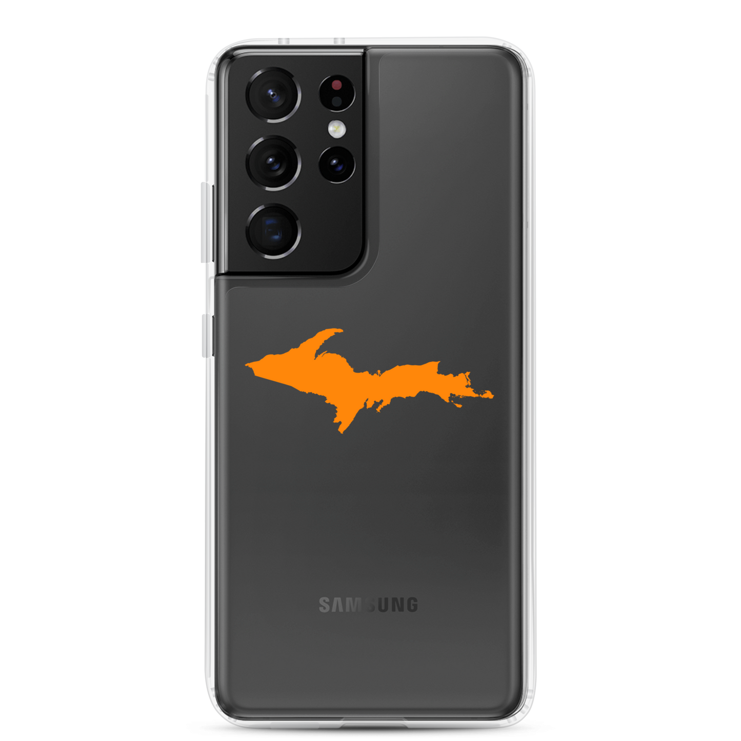 Michigan Upper Peninsula Clear Phone Case (w/ Orange UP Outline) | Samsung Android