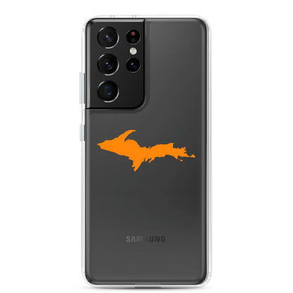 Michigan Upper Peninsula Clear Phone Case (w/ Orange UP Outline) | Samsung Android