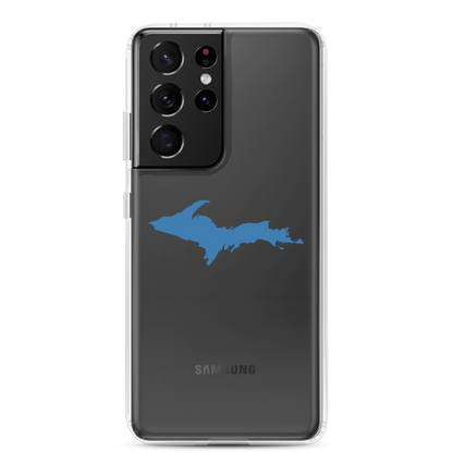 Michigan Upper Peninsula Clear Phone Case (w/ Lake Superior Blue UP Outline) | Samsung Android