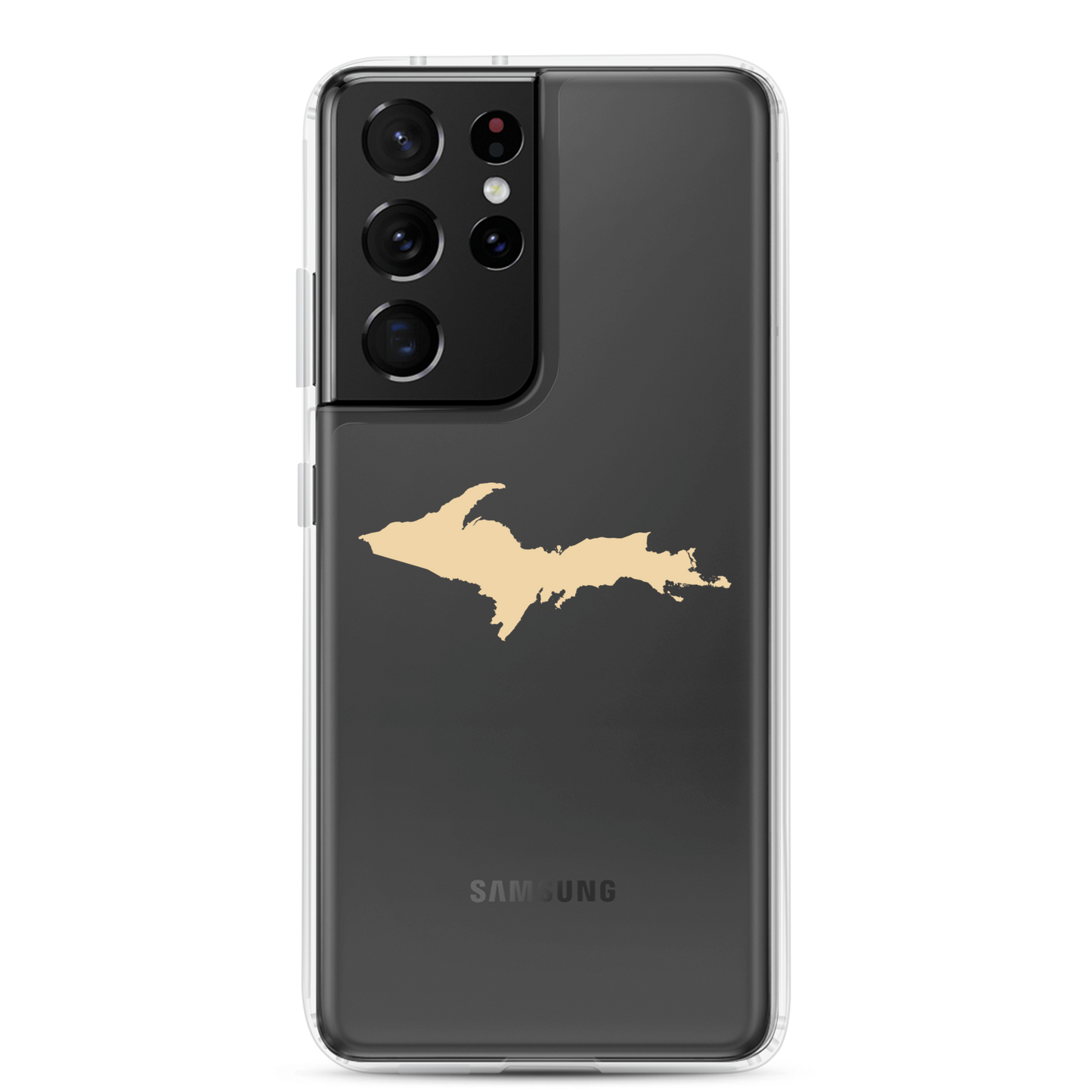 Michigan Upper Peninsula Clear Phone Case (w/ Maple Color UP Outline) | Samsung Android