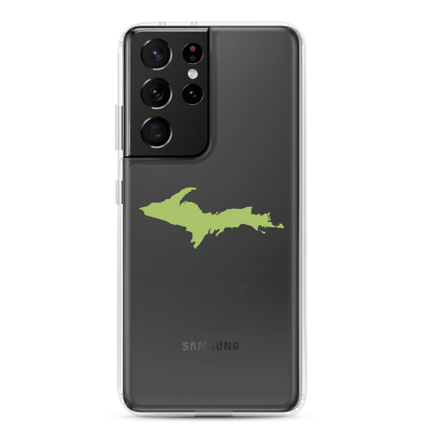 Michigan Upper Peninsula Clear Phone Case (w/ Gooseberry Green UP Outline) | Samsung Android