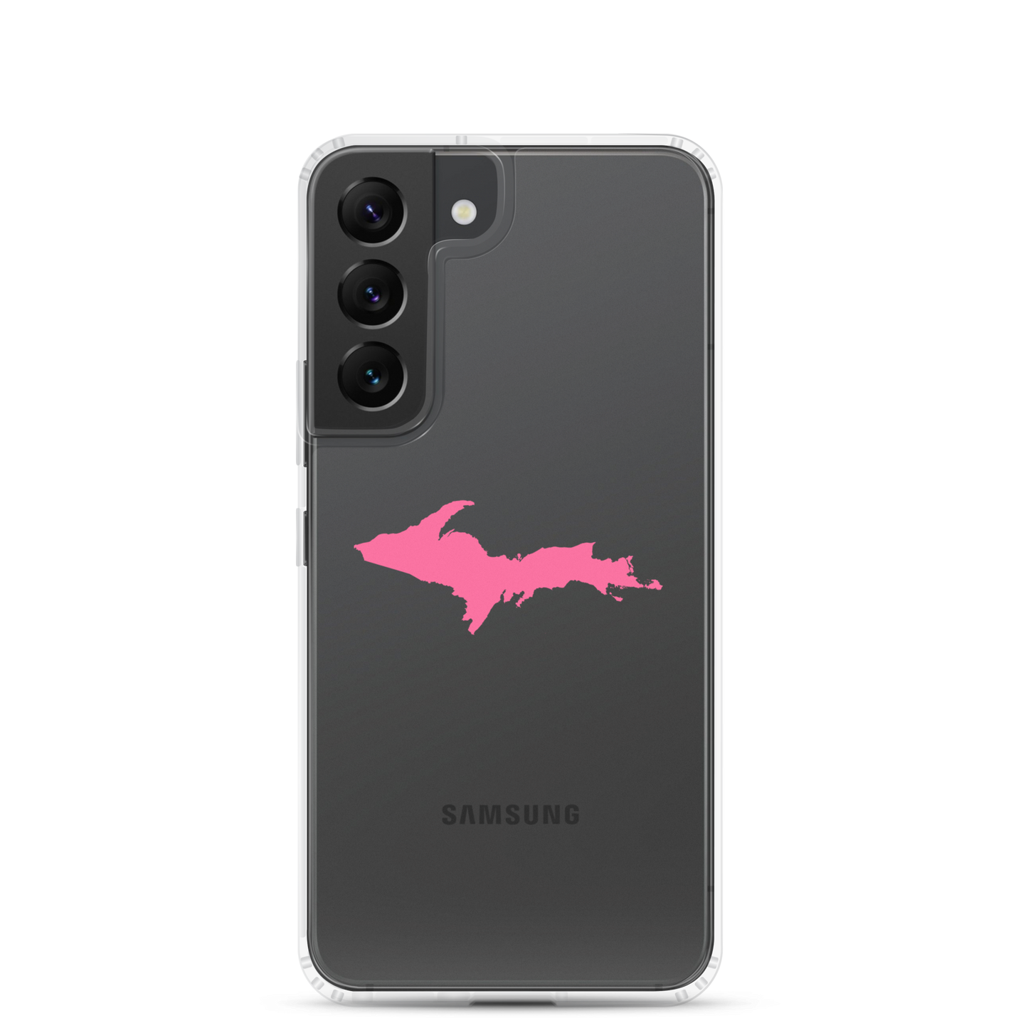 Michigan Upper Peninsula Clear Phone Case (w/ Pink UP Outline) | Samsung Android