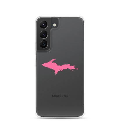 Michigan Upper Peninsula Clear Phone Case (w/ Pink UP Outline) | Samsung Android