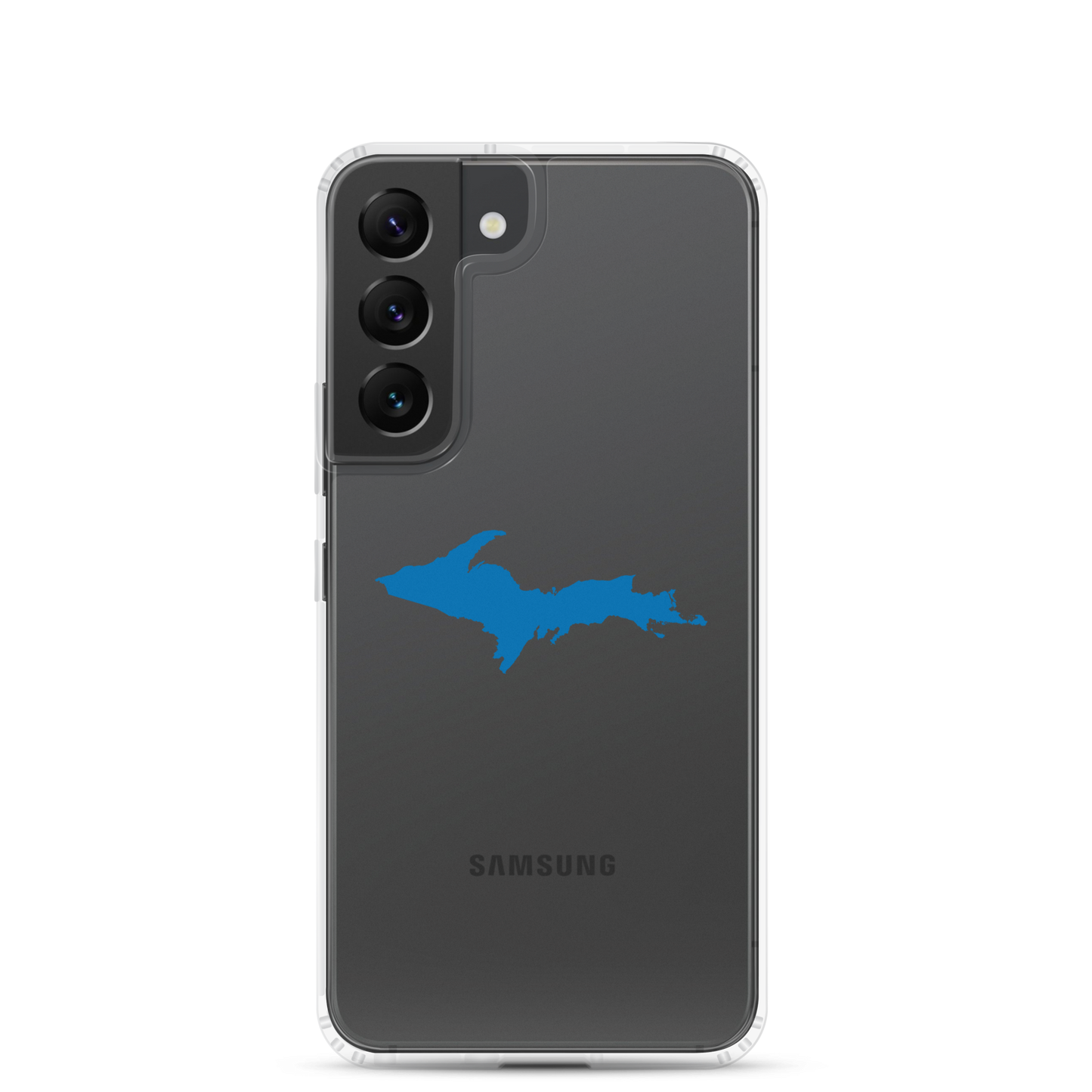 Michigan Upper Peninsula Clear Phone Case (w/ Azure UP Outline) | Samsung Android