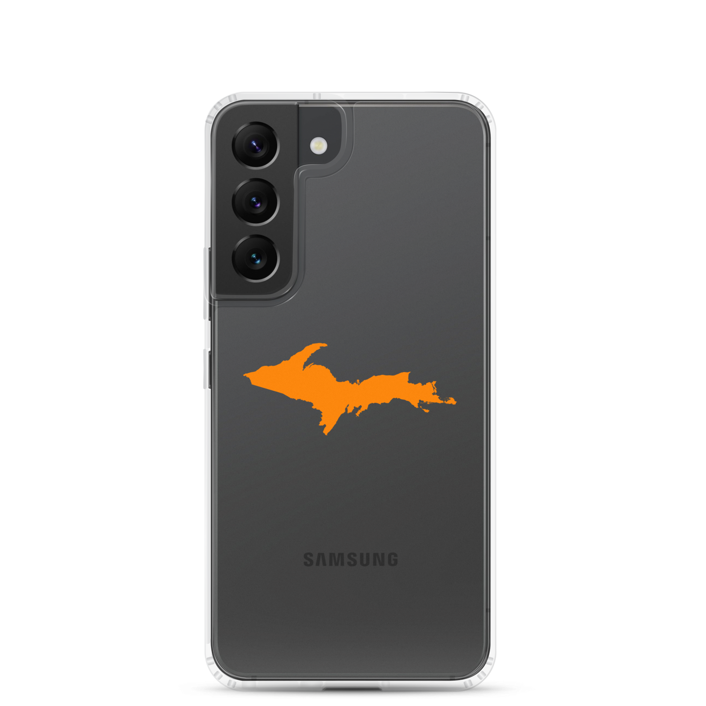 Michigan Upper Peninsula Clear Phone Case (w/ Orange UP Outline) | Samsung Android