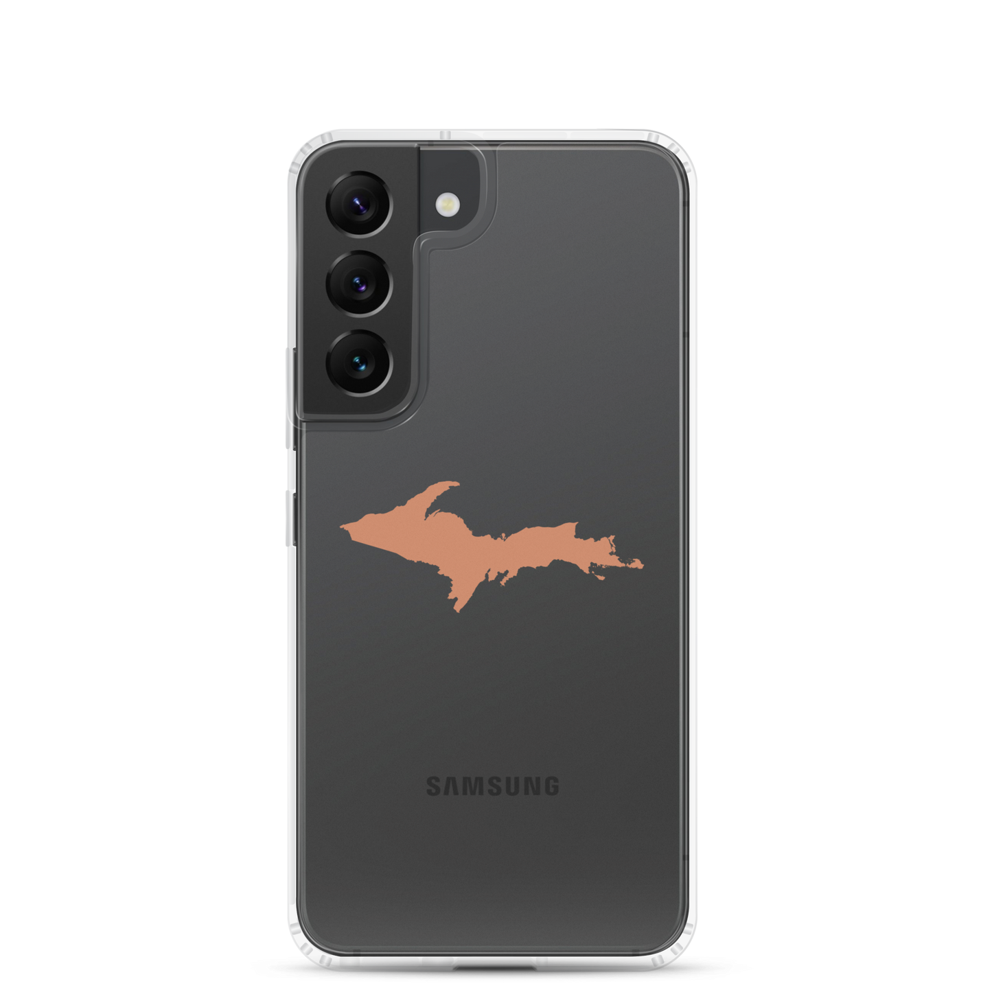 Michigan Upper Peninsula Clear Phone Case (w/ Copper Color UP Outline) | Samsung Android