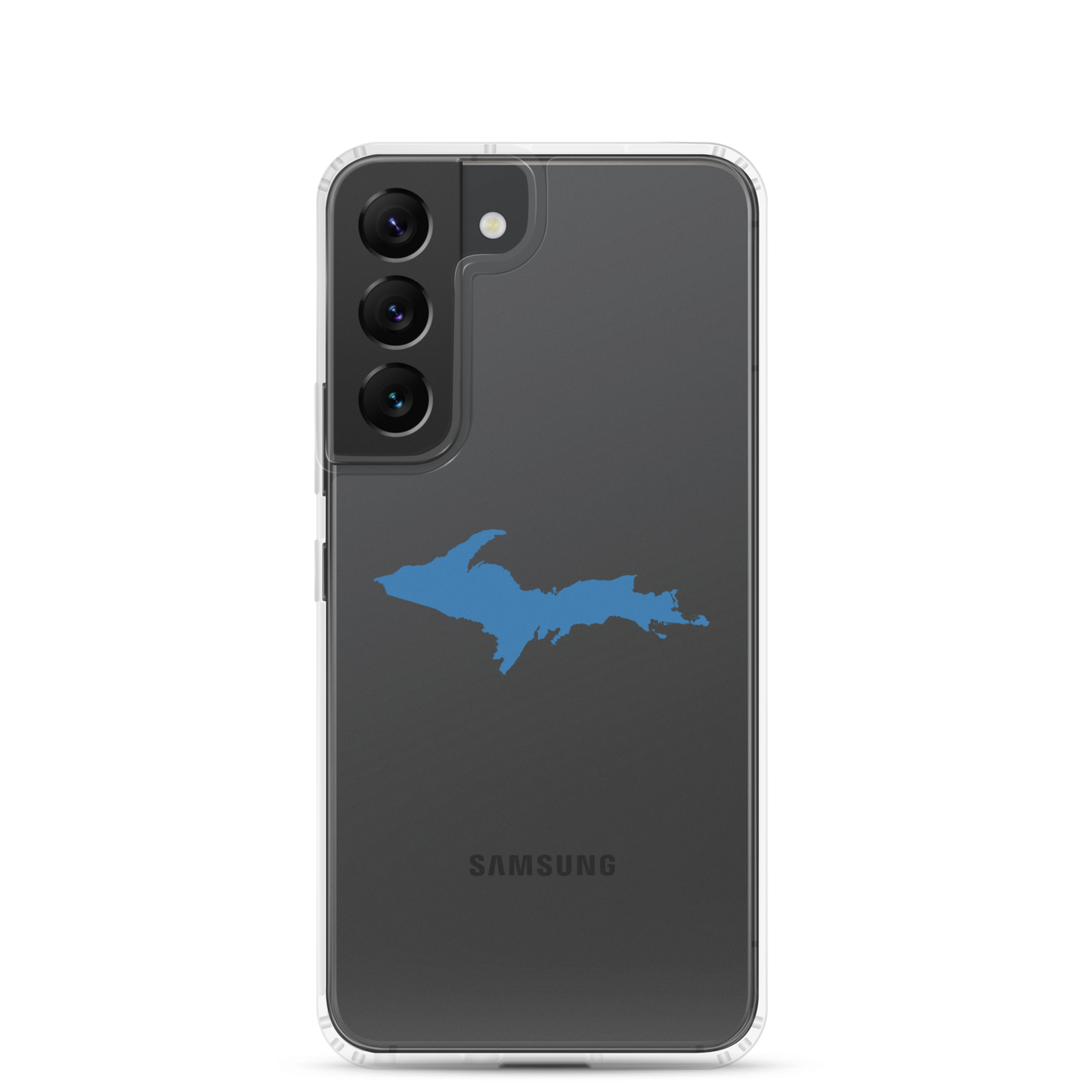 Michigan Upper Peninsula Clear Phone Case (w/ Lake Superior Blue UP Outline) | Samsung Android