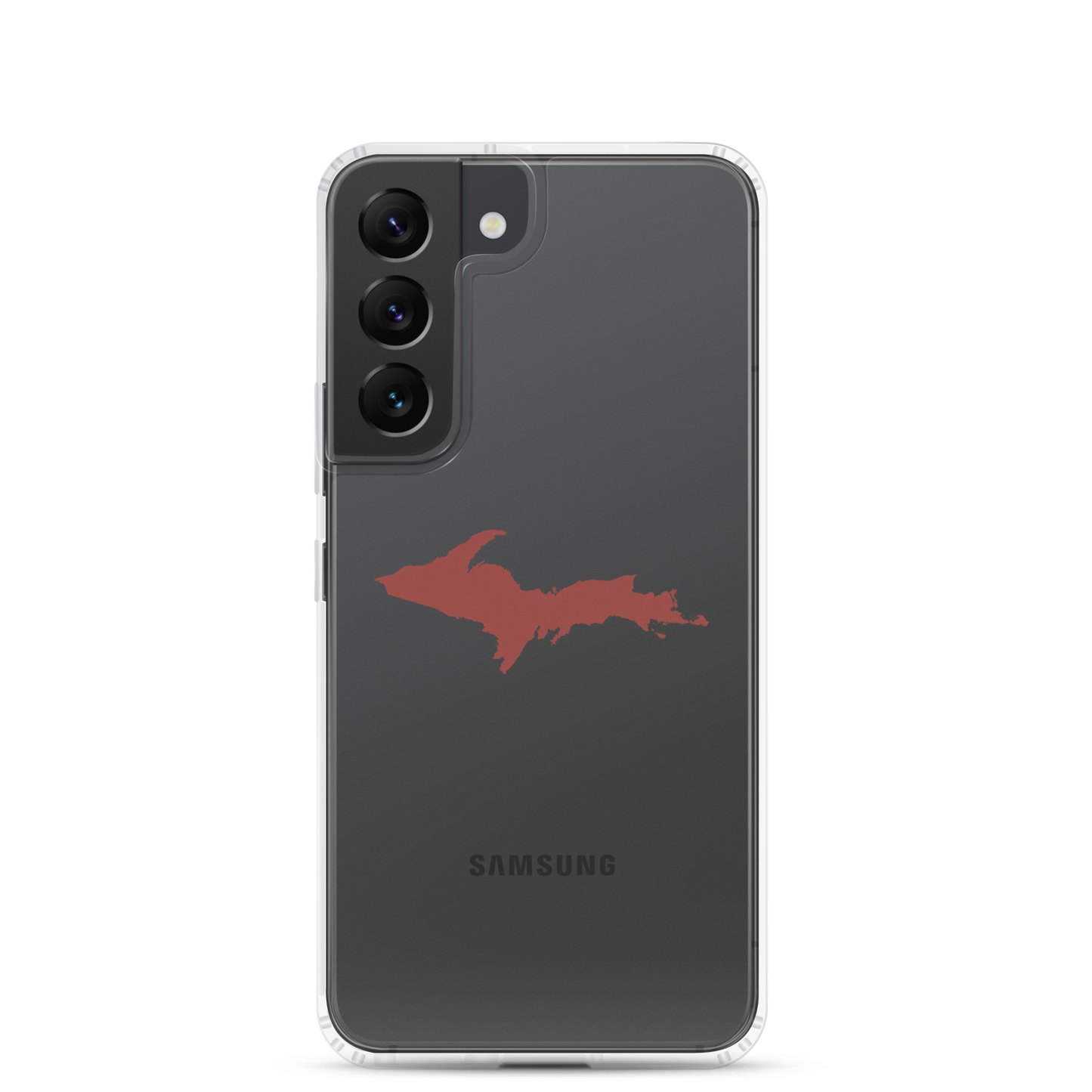 Michigan Upper Peninsula Clear Phone Case (w/ Ore Dock Red UP Outline) | Samsung Android