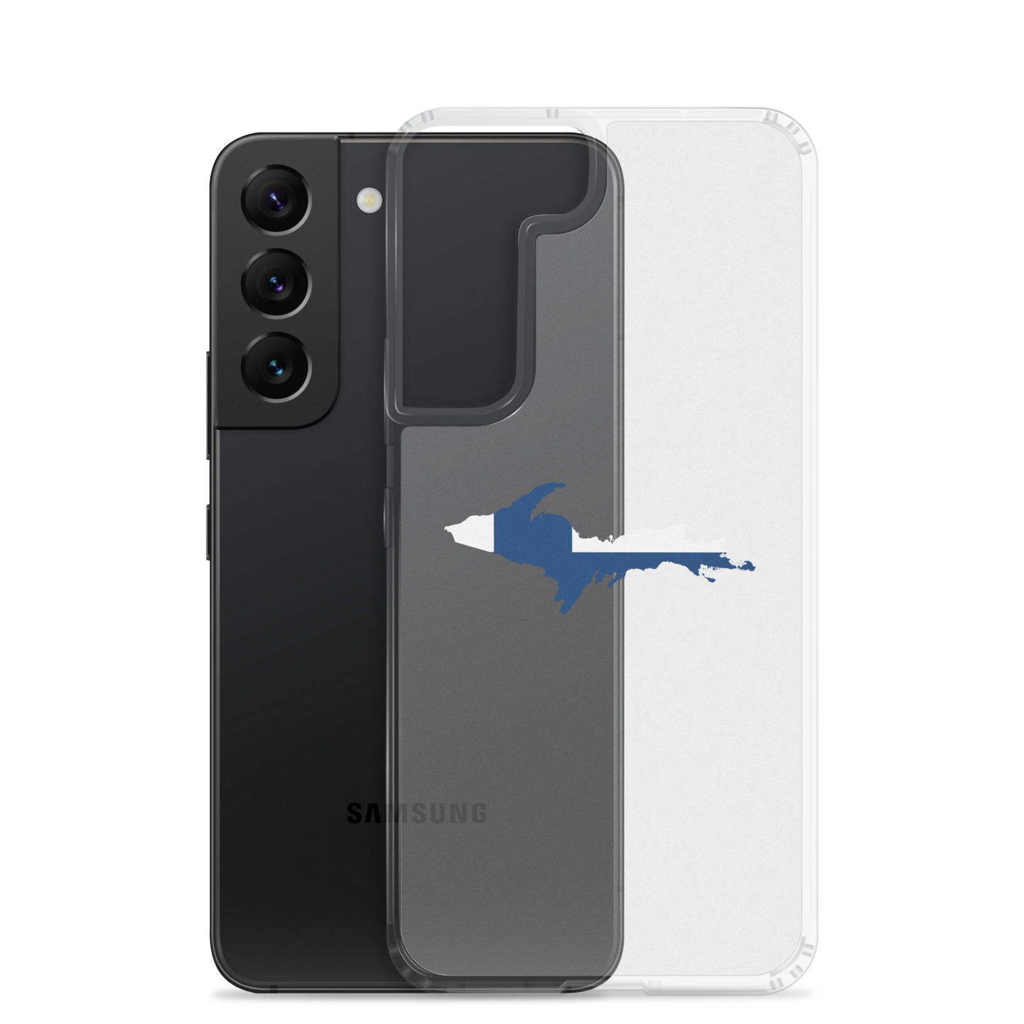 Michigan Upper Peninsula Clear Phone Case (w/ UP Finland Flag Outline) | Samsung Android