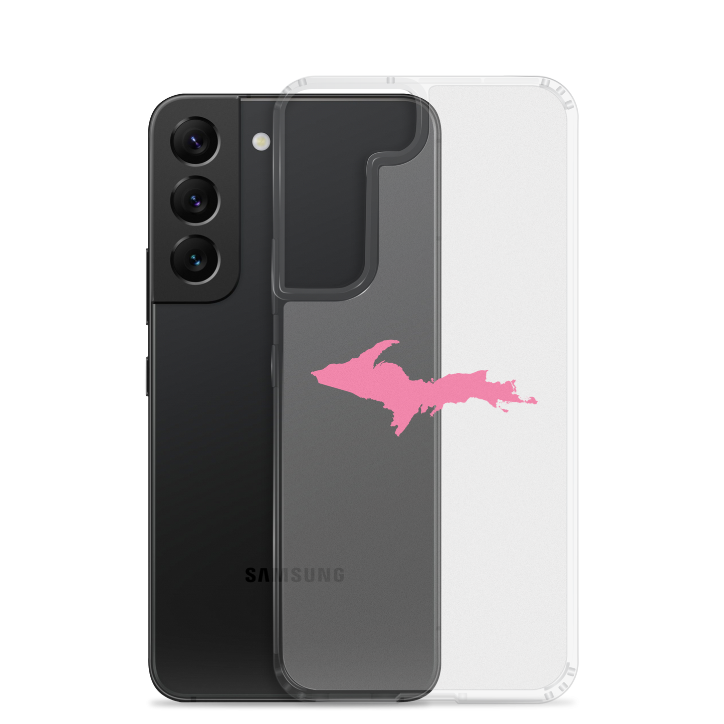 Michigan Upper Peninsula Clear Phone Case (w/ Pink UP Outline) | Samsung Android