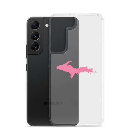 Michigan Upper Peninsula Clear Phone Case (w/ Pink UP Outline) | Samsung Android