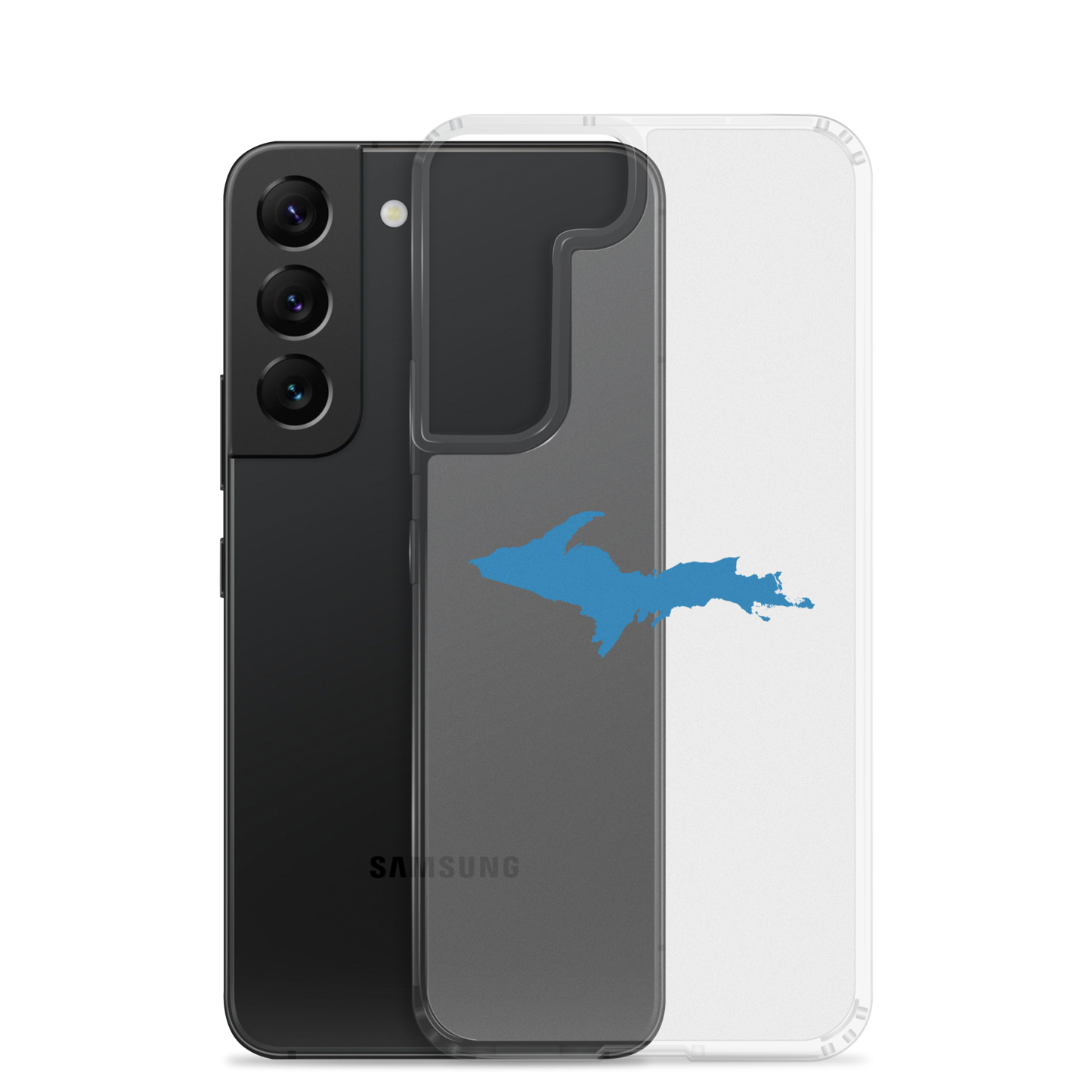 Michigan Upper Peninsula Clear Phone Case (w/ Azure UP Outline) | Samsung Android