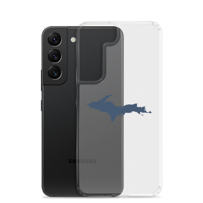 Michigan Upper Peninsula Clear Phone Case (w/ Navy UP Outline) | Samsung Android