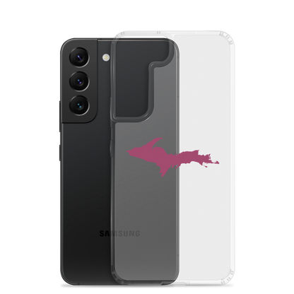 Michigan Upper Peninsula Clear Phone Case (w/ Ruby Red UP Outline) | Samsung Android