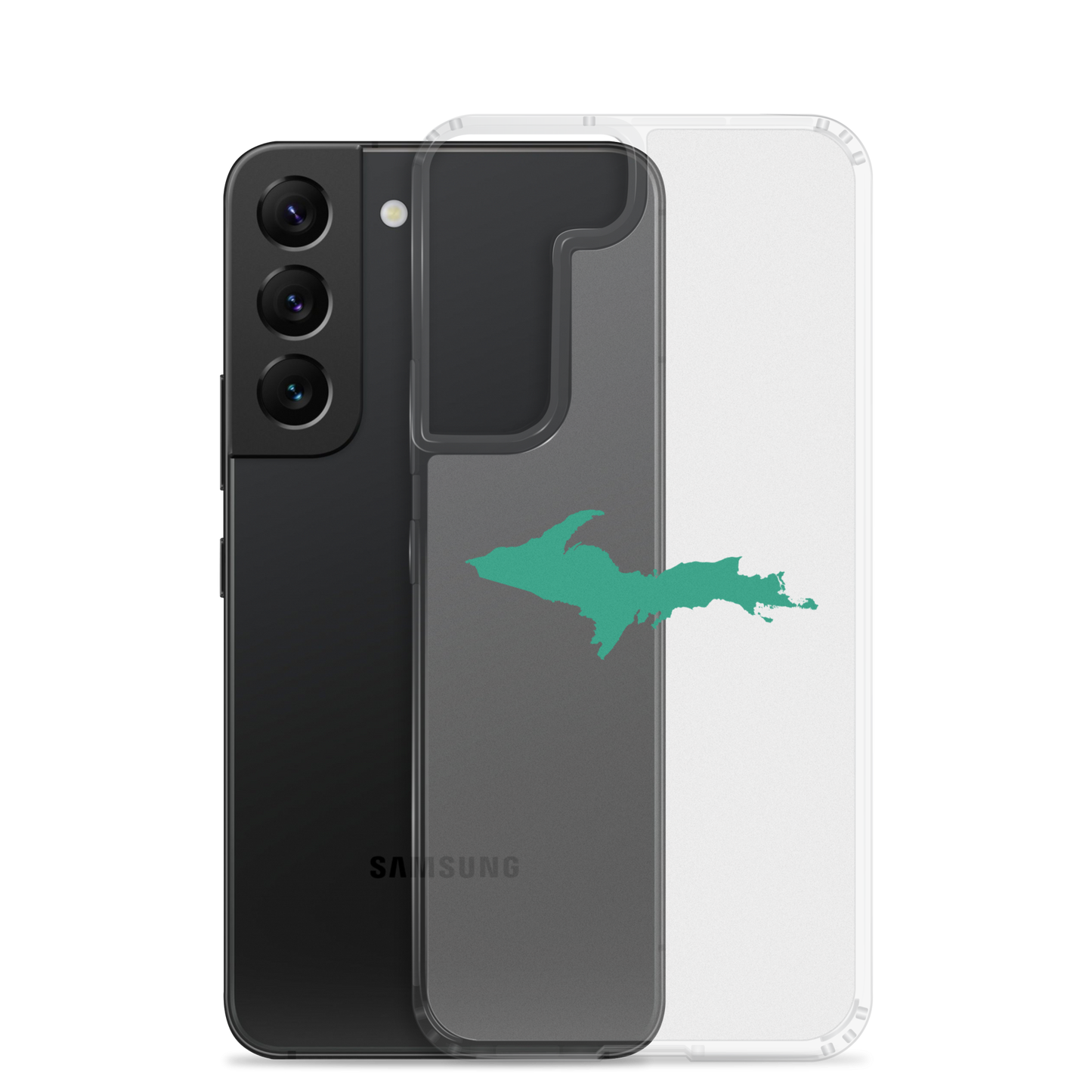 Michigan Upper Peninsula Clear Phone Case (w/ Emerald UP Outline) | Samsung Android