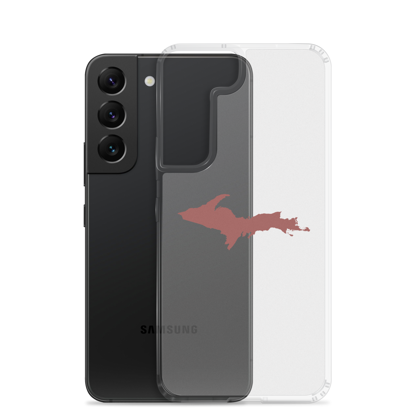 Michigan Upper Peninsula Clear Phone Case (w/ Ore Dock Red UP Outline) | Samsung Android