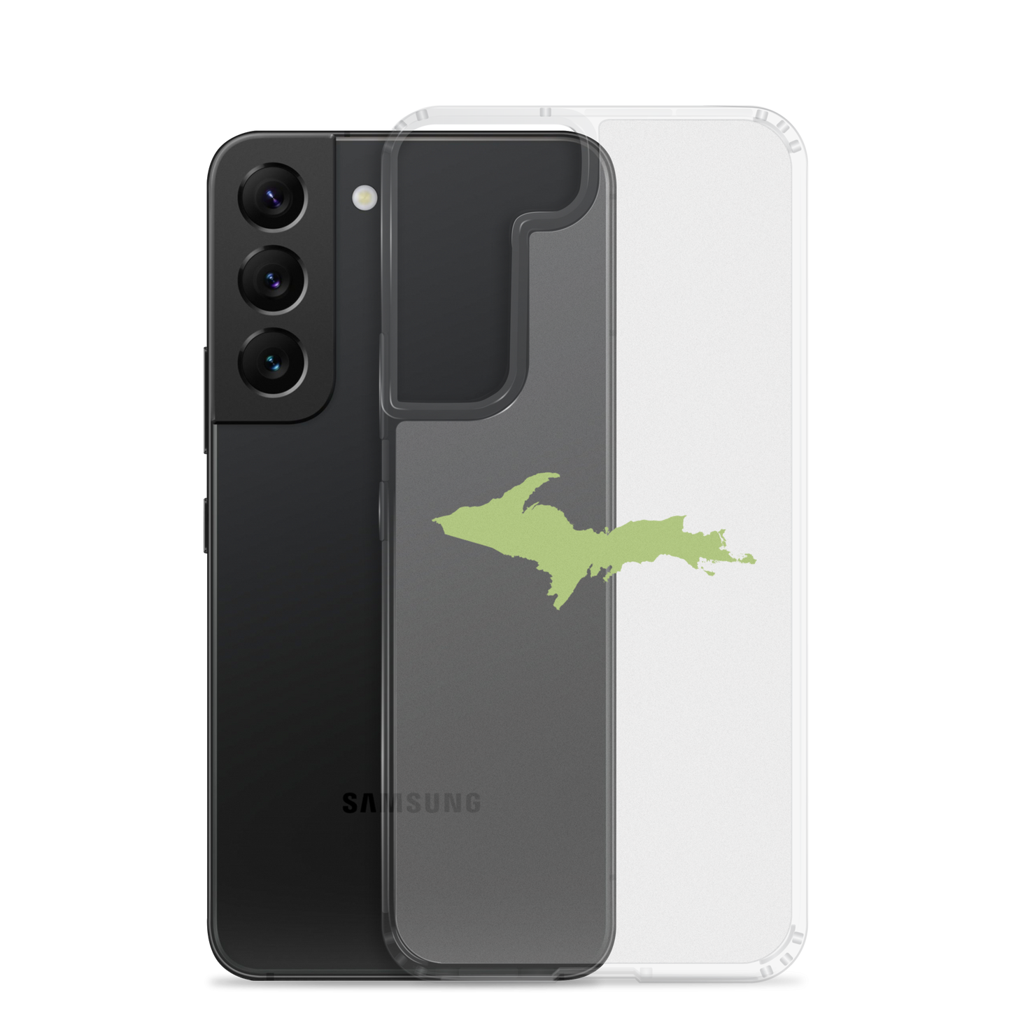 Michigan Upper Peninsula Clear Phone Case (w/ Gooseberry Green UP Outline) | Samsung Android