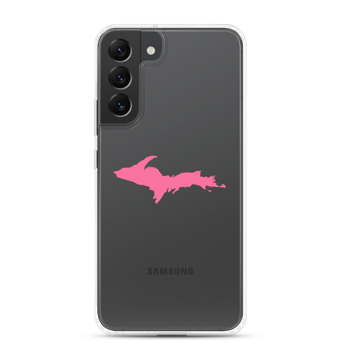 Michigan Upper Peninsula Clear Phone Case (w/ Pink UP Outline) | Samsung Android