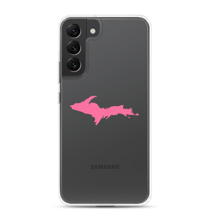 Michigan Upper Peninsula Clear Phone Case (w/ Pink UP Outline) | Samsung Android