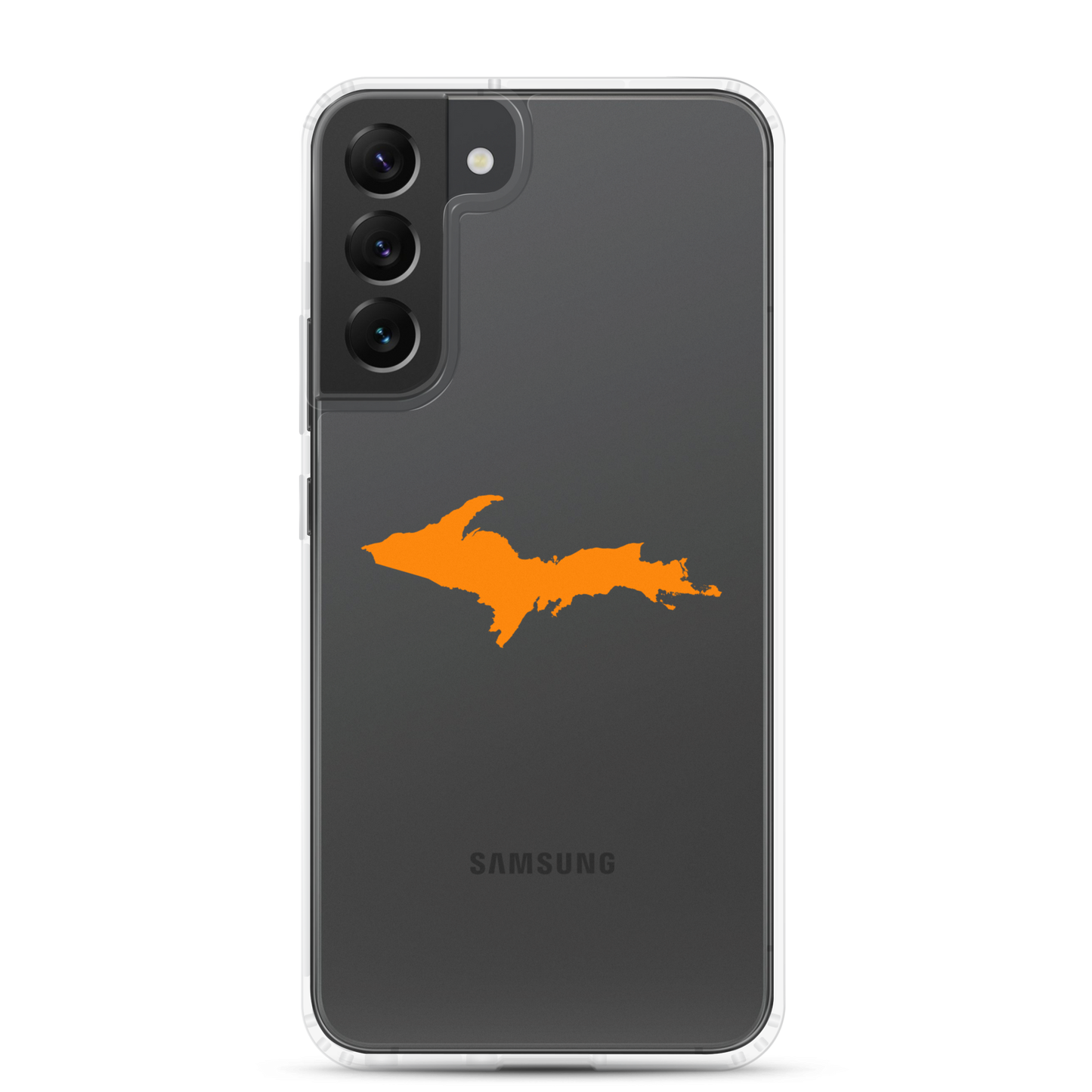 Michigan Upper Peninsula Clear Phone Case (w/ Orange UP Outline) | Samsung Android