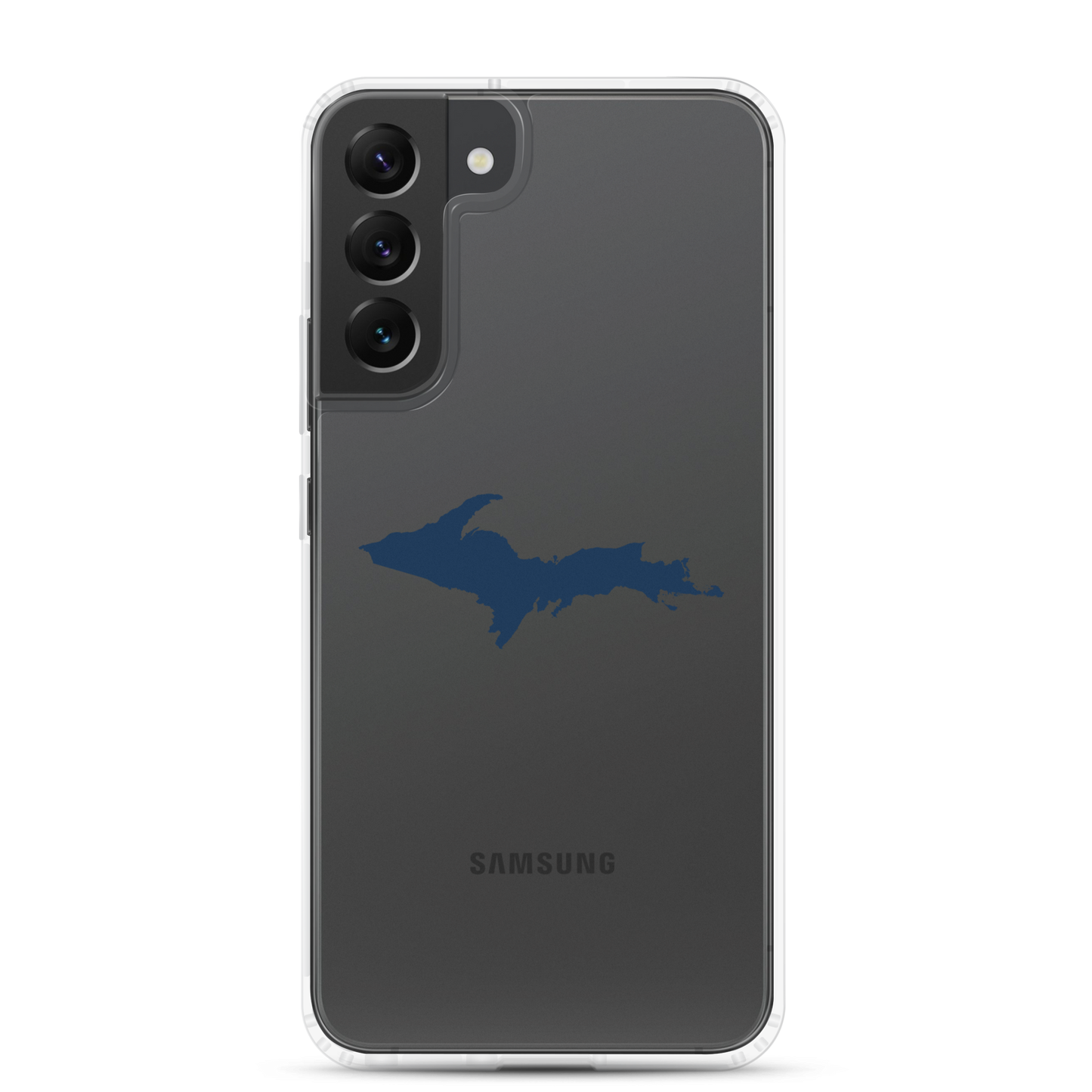 Michigan Upper Peninsula Clear Phone Case (w/ Navy UP Outline) | Samsung Android