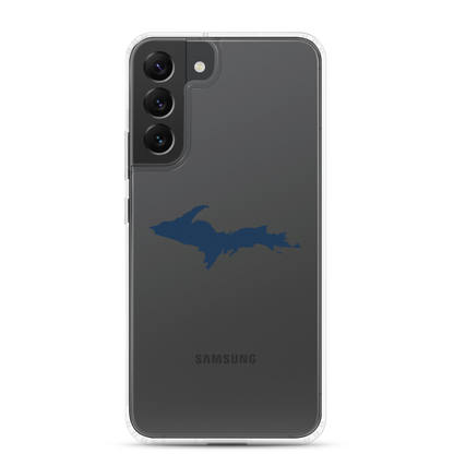 Michigan Upper Peninsula Clear Phone Case (w/ Navy UP Outline) | Samsung Android