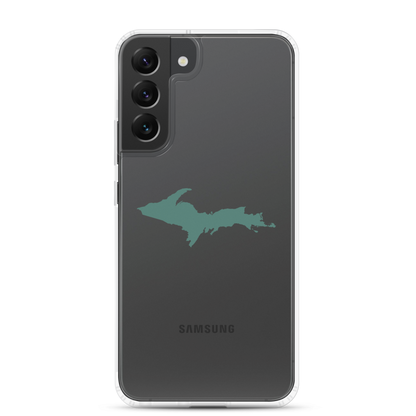 Michigan Upper Peninsula Clear Phone Case (w/ Copper Green UP Outline) | Samsung Android