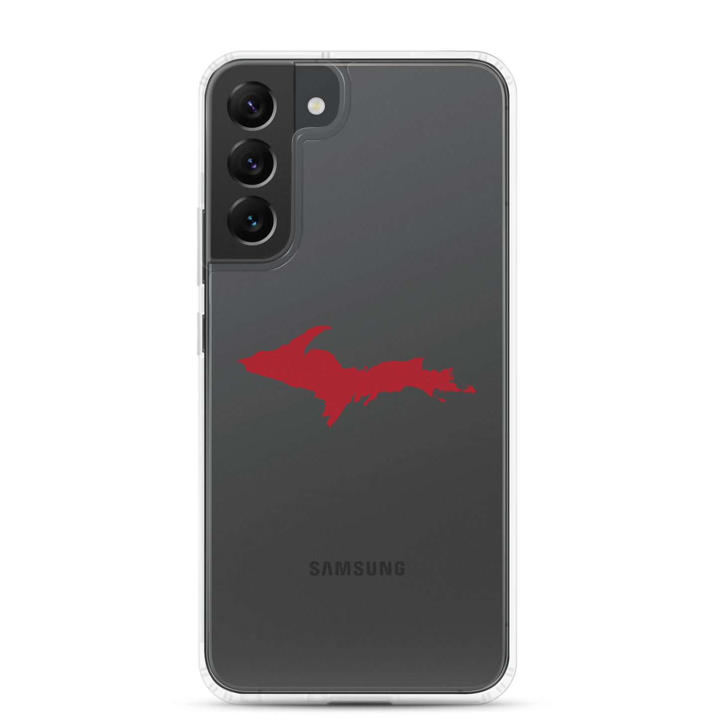 Michigan Upper Peninsula Clear Phone Case (w/ Thimbleberry Red UP Outline) | Samsung Android