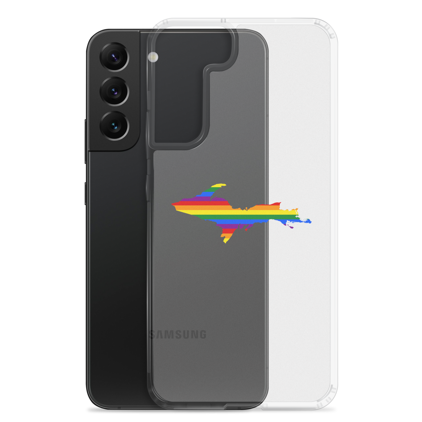 Michigan Upper Peninsula Clear Phone Case (w/ UP Pride Flag Outline) | Samsung Android