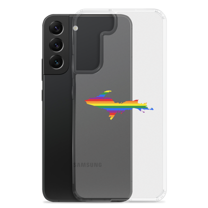 Michigan Upper Peninsula Clear Phone Case (w/ UP Pride Flag Outline) | Samsung Android