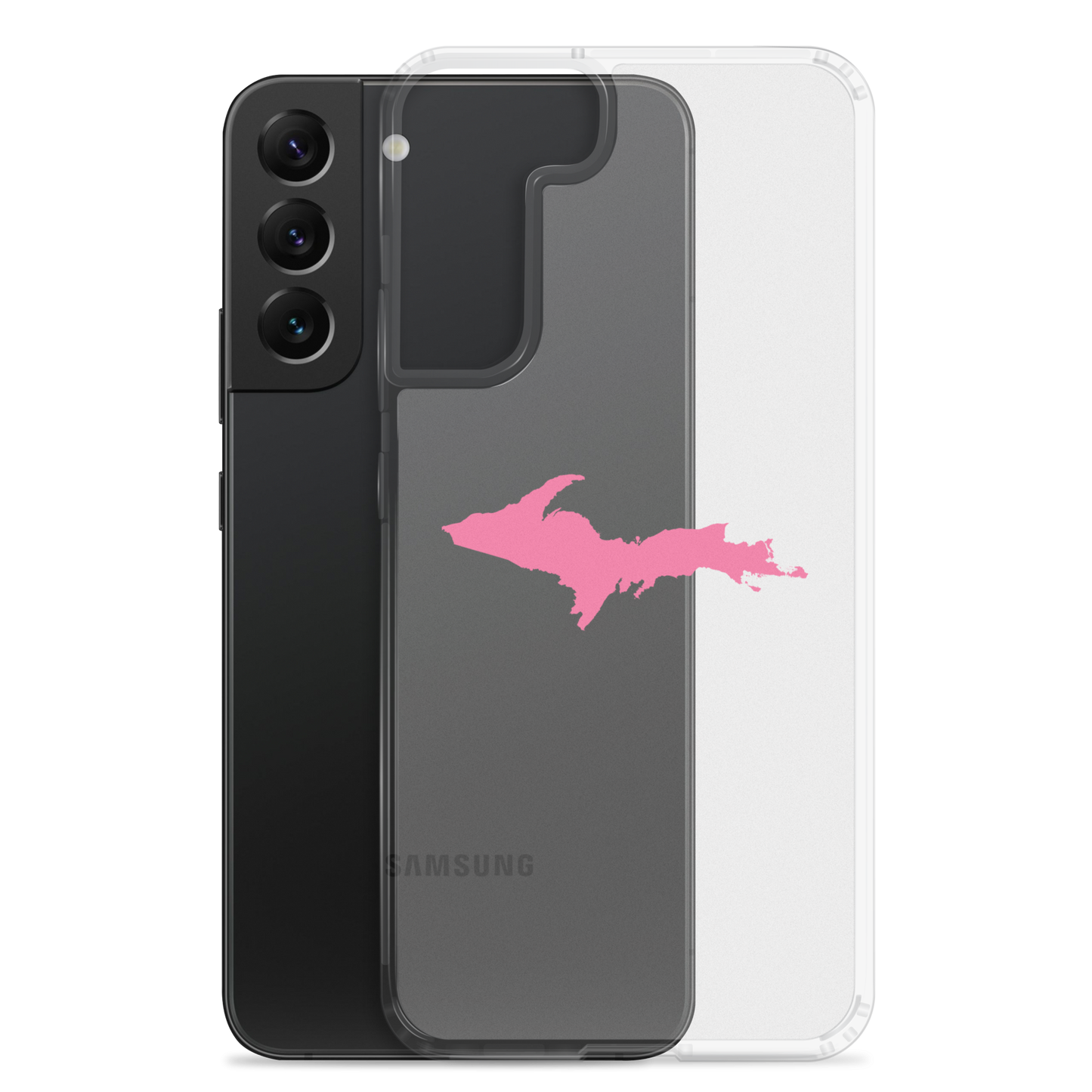 Michigan Upper Peninsula Clear Phone Case (w/ Pink UP Outline) | Samsung Android