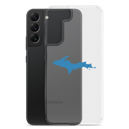 Michigan Upper Peninsula Clear Phone Case (w/ Azure UP Outline) | Samsung Android