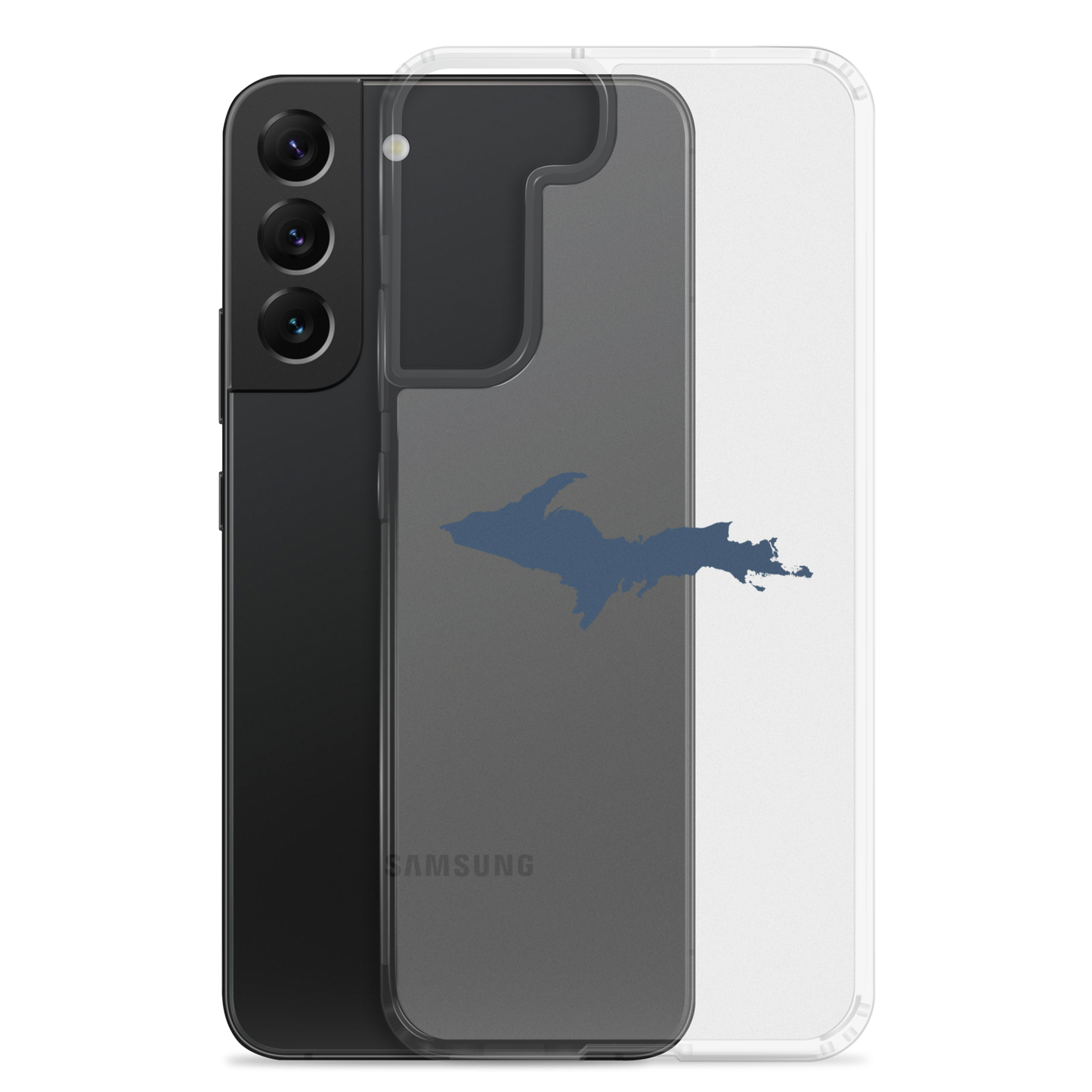 Michigan Upper Peninsula Clear Phone Case (w/ Navy UP Outline) | Samsung Android