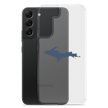 Michigan Upper Peninsula Clear Phone Case (w/ Navy UP Outline) | Samsung Android