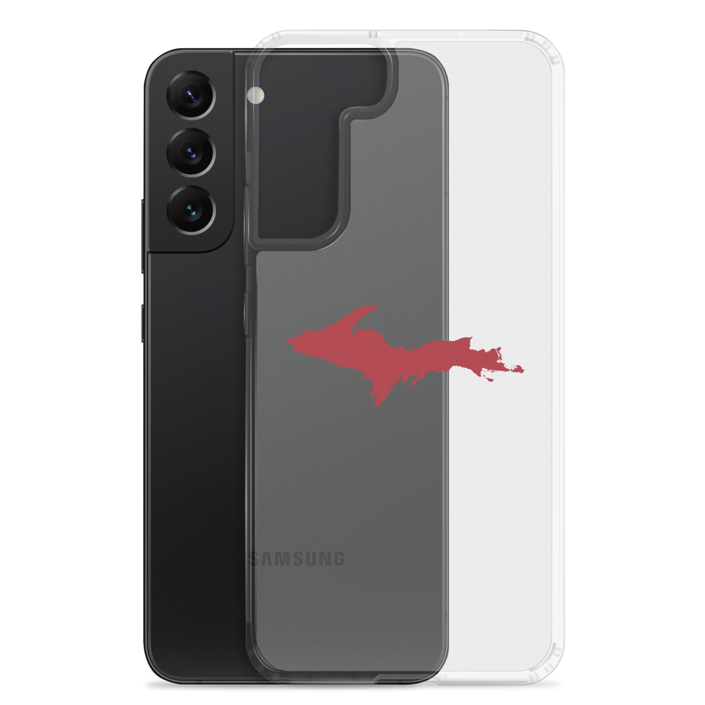 Michigan Upper Peninsula Clear Phone Case (w/ Thimbleberry Red UP Outline) | Samsung Android