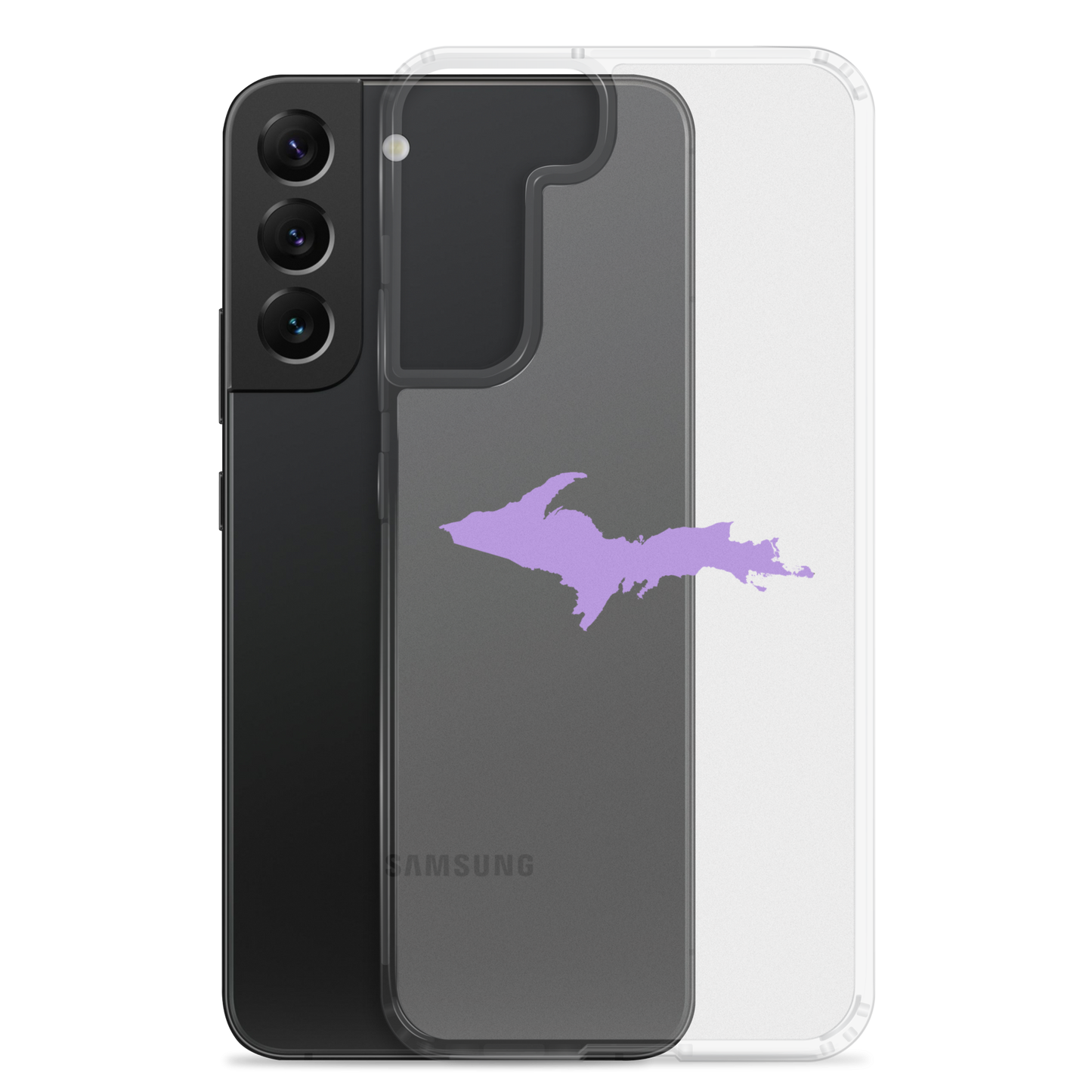 Michigan Upper Peninsula Clear Phone Case (w/ Lavender UP Outline) | Samsung Android