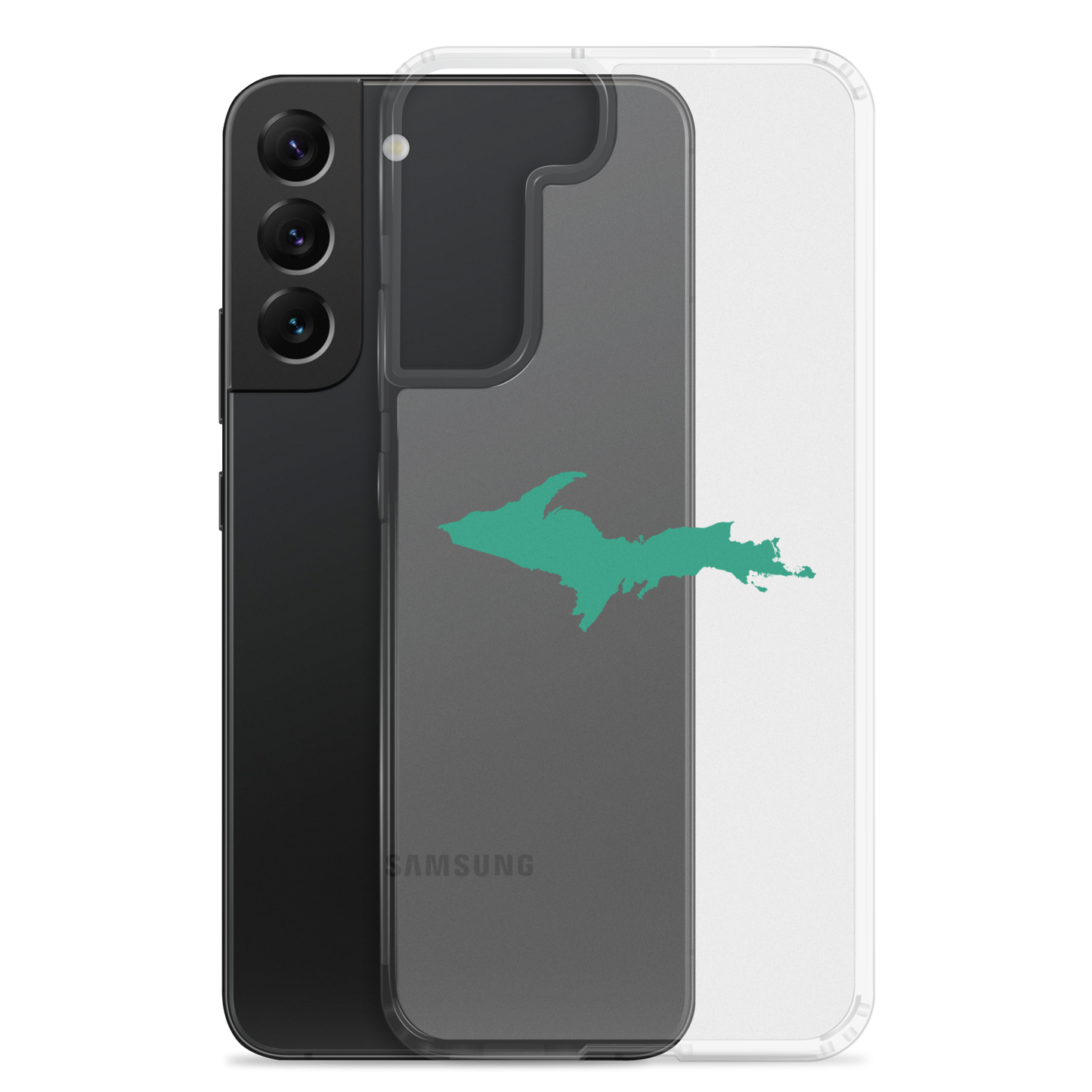 Michigan Upper Peninsula Clear Phone Case (w/ Emerald UP Outline) | Samsung Android