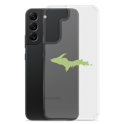 Michigan Upper Peninsula Clear Phone Case (w/ Gooseberry Green UP Outline) | Samsung Android