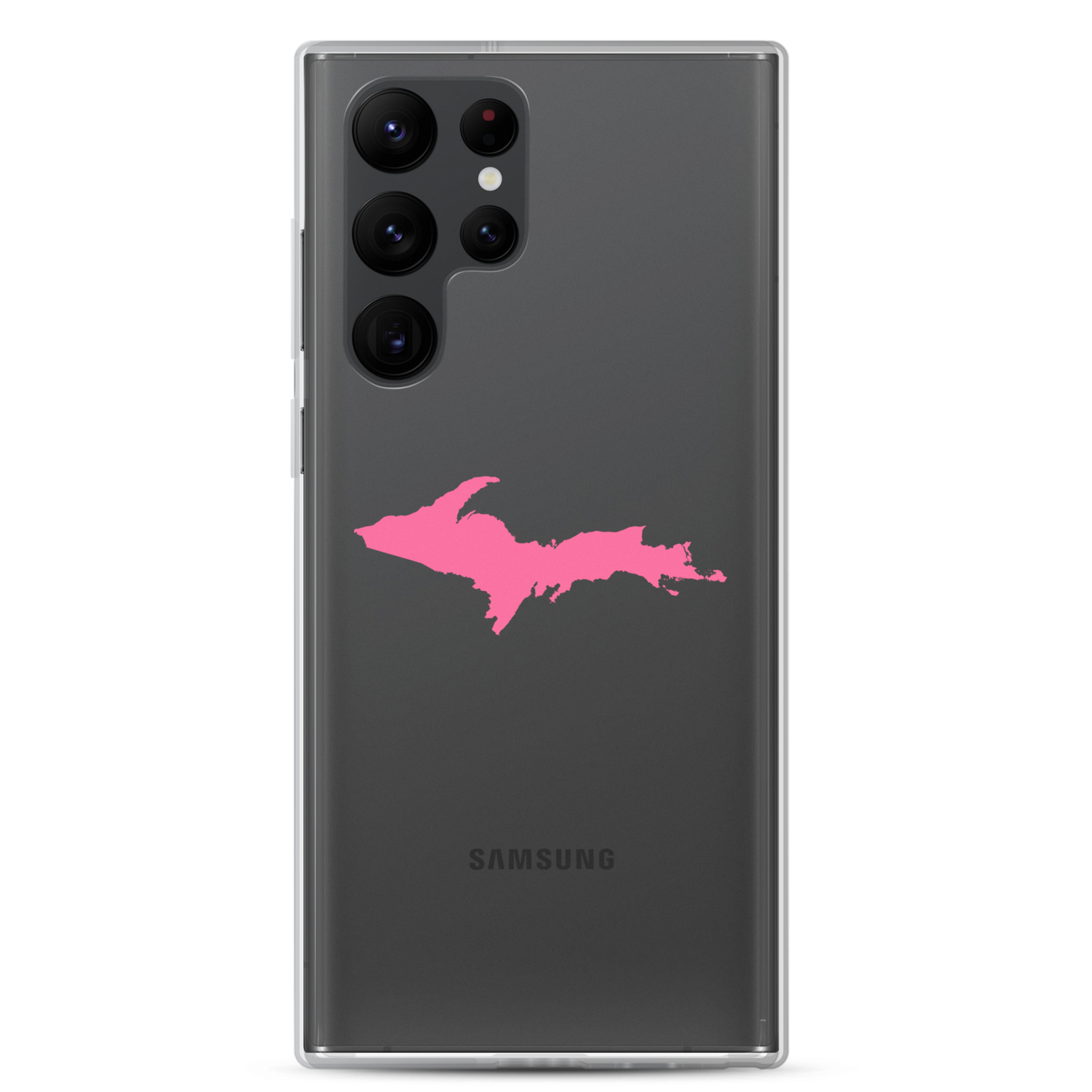 Michigan Upper Peninsula Clear Phone Case (w/ Pink UP Outline) | Samsung Android