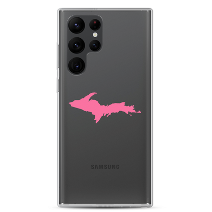 Michigan Upper Peninsula Clear Phone Case (w/ Pink UP Outline) | Samsung Android