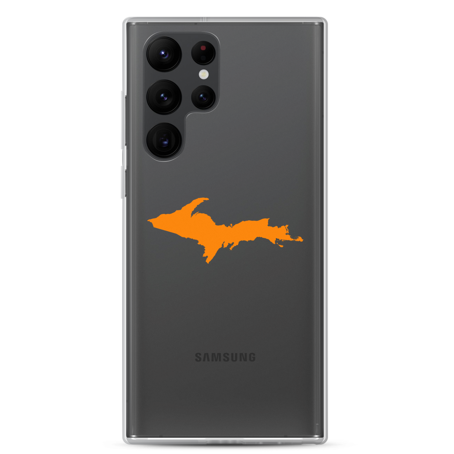 Michigan Upper Peninsula Clear Phone Case (w/ Orange UP Outline) | Samsung Android